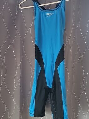 Speedo Tech Blue & Black Competitive One-Piece Racing Suit 30